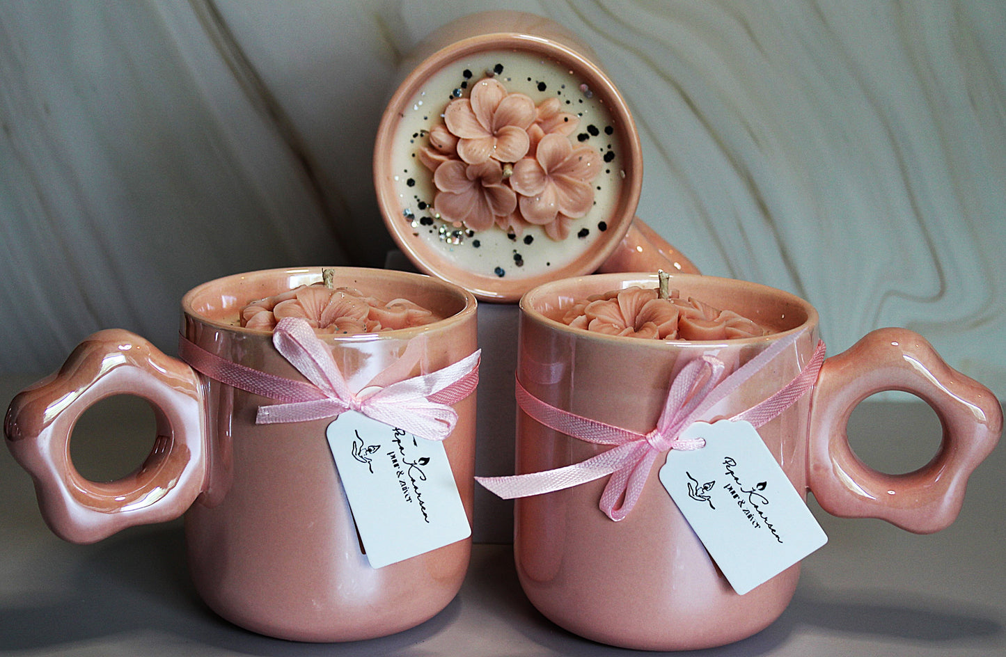 Flower in a mug candle
