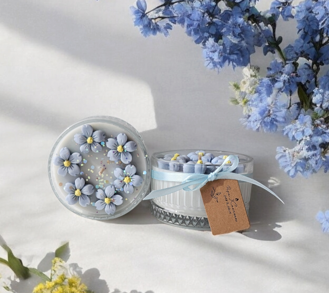 Blooming Candle Licht Blauw - Jasmijn